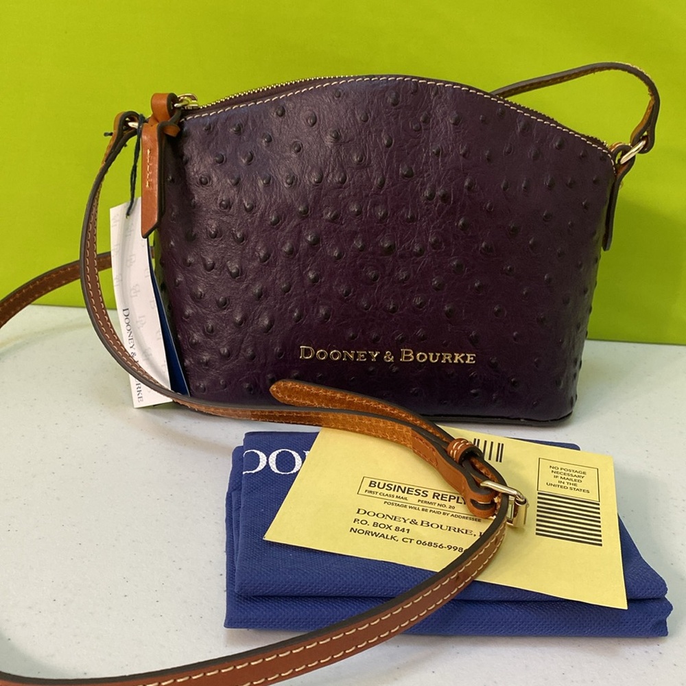 Dooney & Bourke Ostrich Ruby Crossbody Plum Wine Color